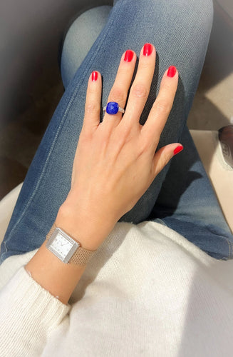 Bague Bague Pomellato "Capri" or gris, diamants et Lapis Lazuli 58 Facettes 0