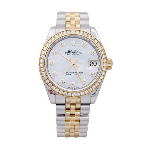 Montre Montre Rolex, "Oyster Perpetual Datejust", or jaune, acier, nacre et diamants. 58 Facettes 33345