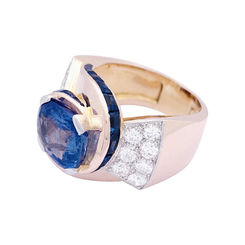 Bague 60 Bague Tank or rose, diamants, saphirs. 58 Facettes 33460
