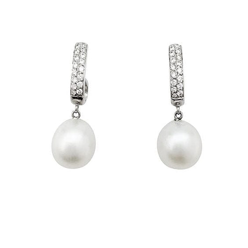 Boucles d'oreilles Boucles d'oreilles or blanc, diamants, perles. 58 Facettes 30747