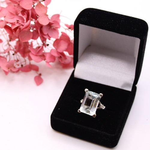 Bague 50 Bague Aigue-Marine Diamants 58 Facettes