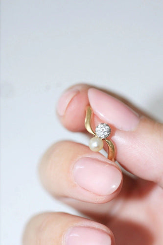 Bague Bague Toi et Moi perle et diamant 58 Facettes