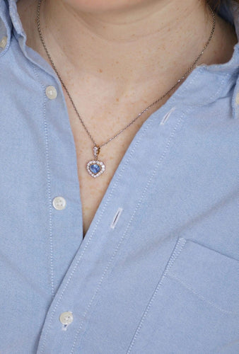 Pendentif Collier Pendentif Cœur 2 Ors Saphir Ceylan Diamants 58 Facettes