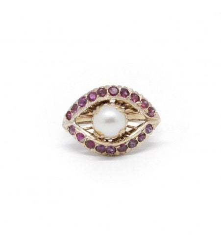 Bague 48 / Jaune / Or 585 Bague Perle Et Rubis 58 Facettes R200145