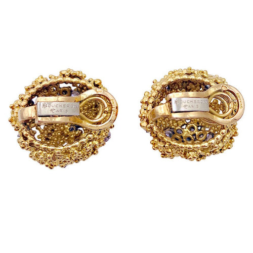 Boucles d'oreilles Boucles d'oreilles vintage Boucheron, or jaune, platine et diamants. 58 Facettes 32907