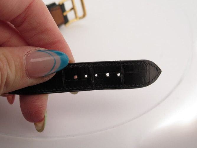 Montre vintage montre HERMES medor 23 mm plaque or et cuir croco quartz 58 Facettes 254544