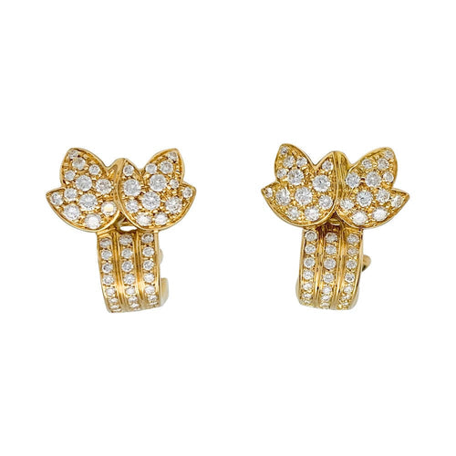 Boucles d'oreilles Boucles d'oreilles Cartier "Feuilles" or jaune et diamants. 58 Facettes 31697