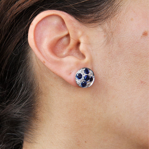 Boucles d'oreilles Boucles d'oreilles saphirs et diamants or blanc 58 Facettes 21-848