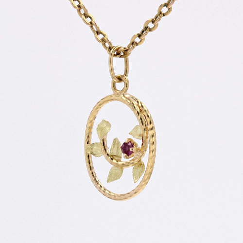 Pendentif Pendentif ancien grenat et feuilles d'or 58 Facettes CVP68