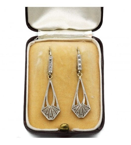 Boucles d'oreilles Longueur: 4 cm / Jaune et blanc / Or 750 et Platine 950 Boucles d'oreilles Or Platine et Diamants 58 Facettes 220123R