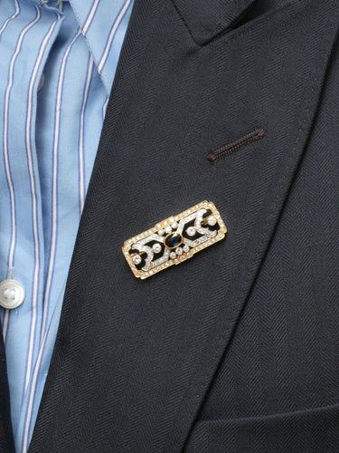 Broche Broche plaque en or, diamants et saphir ovale 58 Facettes J297