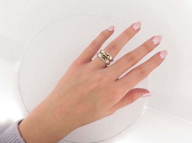 Bague 54 vintage bague HERMES olympus double 54 argent massif 925 & or jaune 18k 58 Facettes 255539
