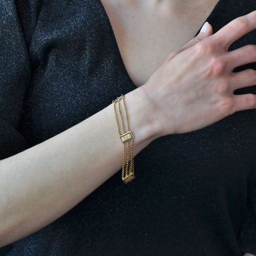 Bracelet Bracelet ancien en or chaines et plaques émaillées 58 Facettes 21-039