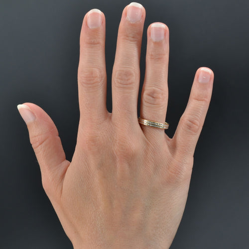 Bague 56 Alliance or occasion double rang ciselé 58 Facettes 21-189B