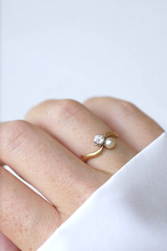 Bague Bague Toi et Moi perle et diamant 58 Facettes