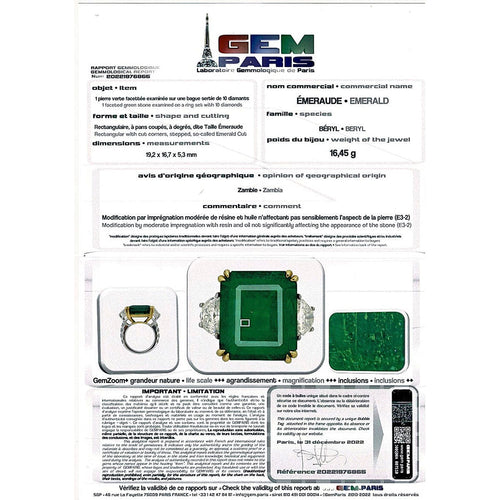 Bague 52 Bague Emeraude Diamants demi-lune 58 Facettes 32222