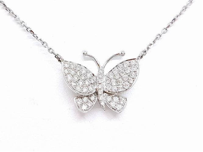Collier Collier Papillon Or blanc Diamant 58 Facettes 06136CD