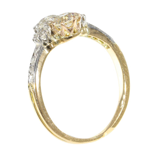 Bague 56 Charm Art Déco de Bague Vintage : platine, or jaune et diamants 58 Facettes 23360-0335