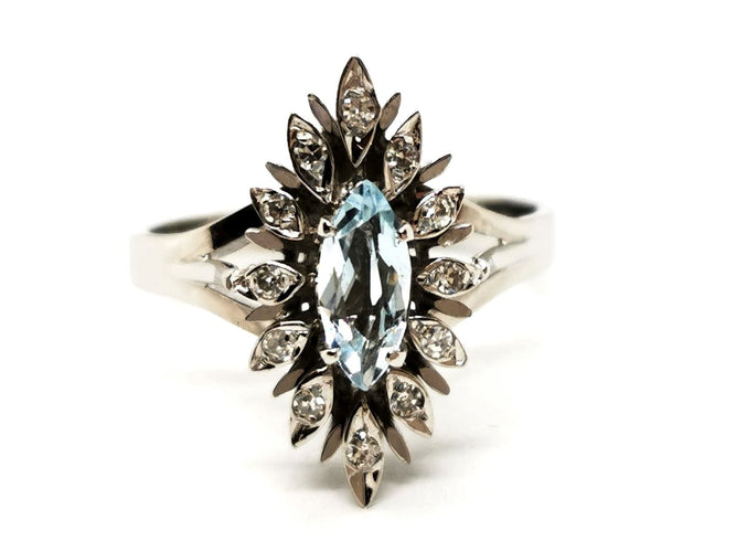 Bague 51 Bague Or blanc Aigue marine 58 Facettes 1752576CN