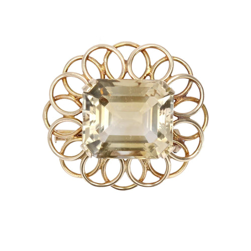 Broche Broche vintage fleur d'or et citrine 58 Facettes 22-446B