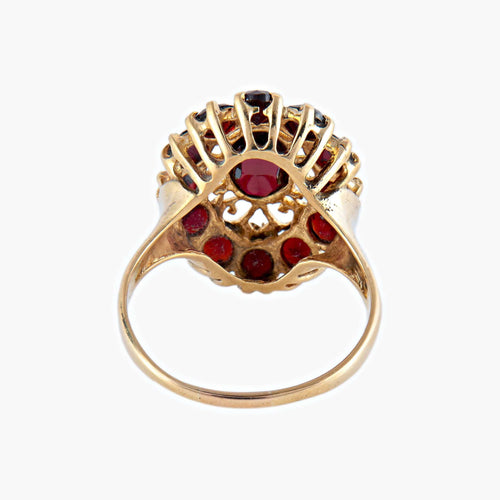 Bague 59 / Grenat / Or Jaune BAGUE « ARABESQUE » OR & GRENAT 58 Facettes BO/220060