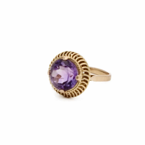 Bague 56.5 Bague Or jaune Améthyste ronde 58 Facettes REF2368-90