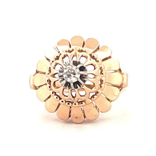 Bague 54 Bague rosace en or et diamant 58 Facettes