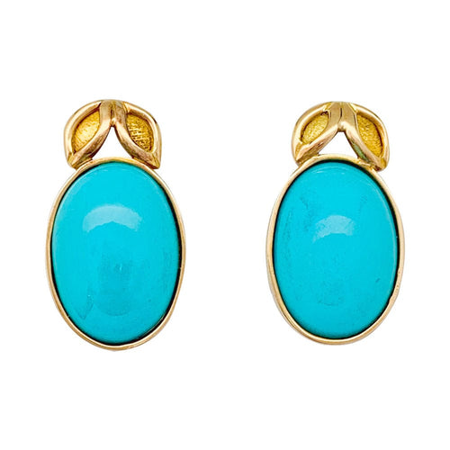 Boucles d'oreilles Boucles d'oreilles en or jaune, turquoises. 58 Facettes 31468
