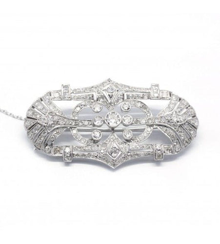 Broche Blanc/Gris / Or 750 et Platine 950 Broche Art Déco Platine Or Diamants 58 Facettes 180279R