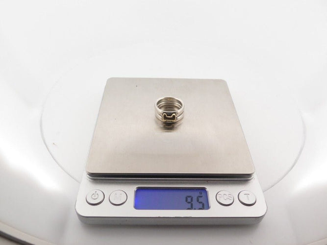 Bague 54 vintage bague HERMES olympus double 54 argent massif 925 & or jaune 18k 58 Facettes 255539