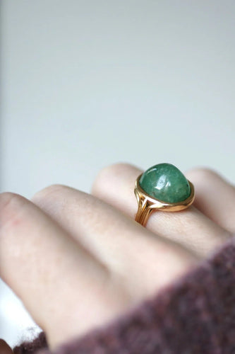 Bague Bague Or jaune cabochon d'Emeraude 58 Facettes