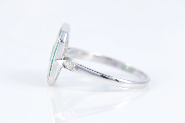 Bague Bague style Art Déco Emeraudes Diamants 58 Facettes 1