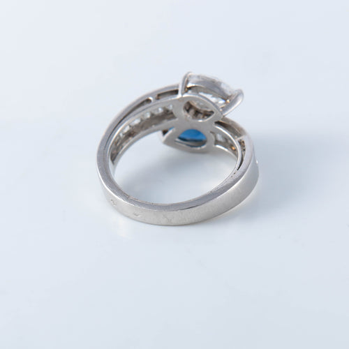 Bague 55 Bague  platine toi & moi saphir diamant 58 Facettes