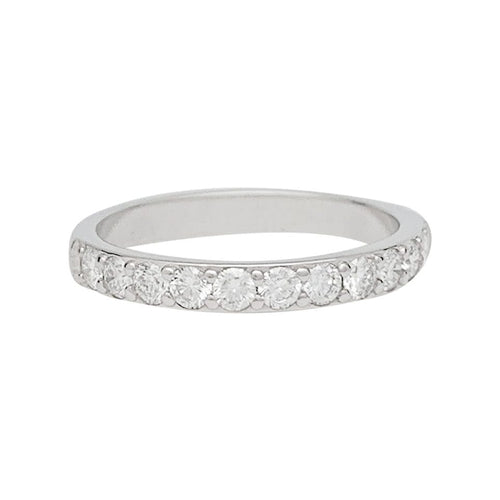 Bague 50 Alliance demi-tour or blanc, diamants. 58 Facettes 31235