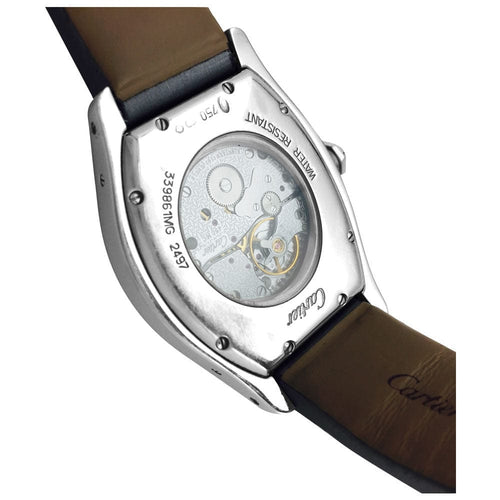 Montre Montre Cartier, modèle "Tortue", en or blanc et diamants sur satin. 58 Facettes 28025