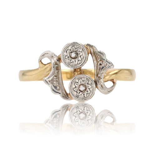 Bague 50 Bague ancienne Toi et Moi diamants taillés en rose 58 Facettes 13-102