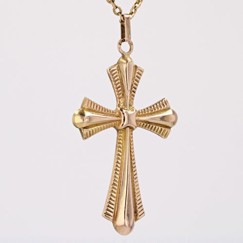 Pendentif Pendentif croix ancienne or rose 58 Facettes CVP63