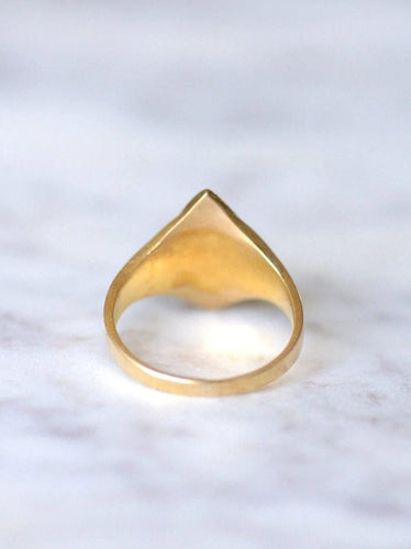 Bague marquise ancienne en or jaune et diamant sur émail bleu 58 Facettes