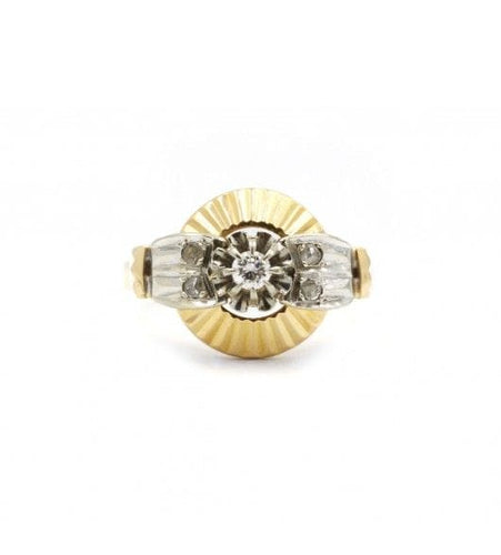 Bague 60 / Jaune et blanc / Or 750 Bague - Or & Diamant 58 Facettes 220182R