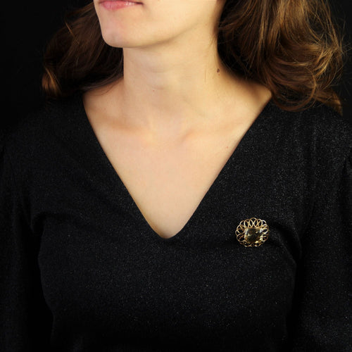 Broche Broche vintage fleur d'or et citrine 58 Facettes 22-446B