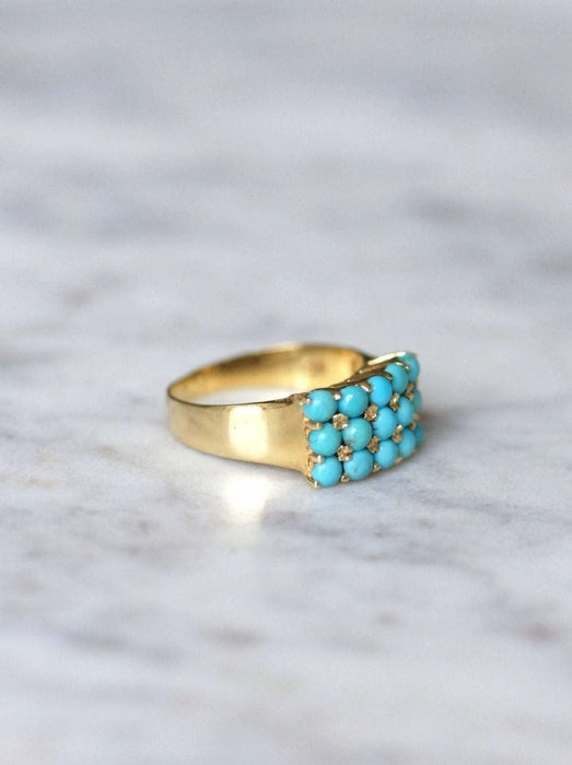 Bague chevalière vintage turquoises 58 Facettes