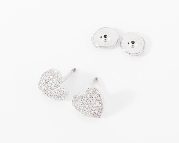 Boucles d'oreilles Boucles d'oreilles or gris forme cœur, diamants 58 Facettes