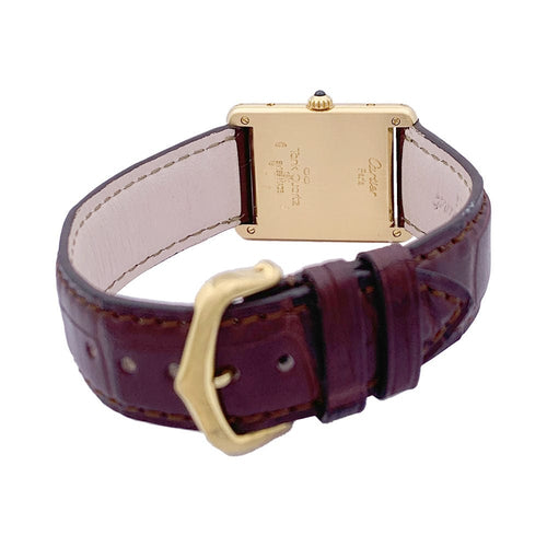 Montre Montre Cartier "Tank Louis Cartier" or jaune, cuir. 58 Facettes 33366
