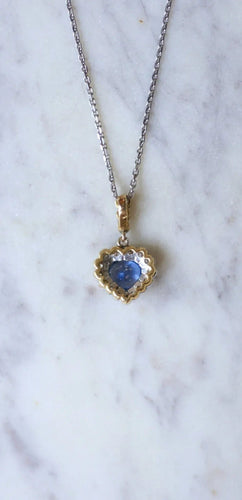 Pendentif Collier Pendentif Cœur 2 Ors Saphir Ceylan Diamants 58 Facettes