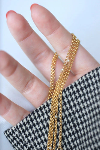 Collier Sautoir maille jaseron or et perles fines 58 Facettes