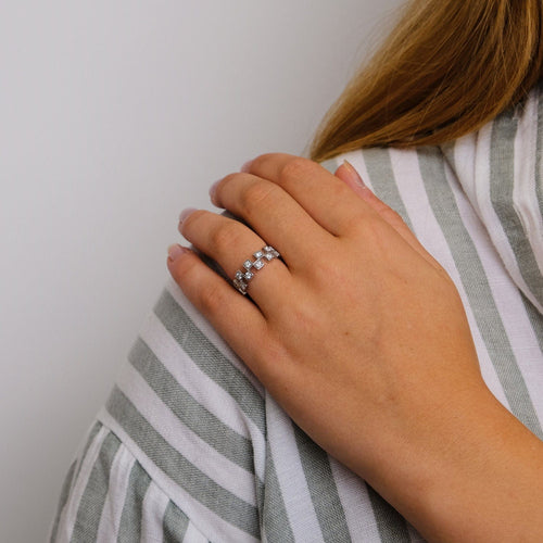 Bague 54 Bague double rang Diamants 58 Facettes