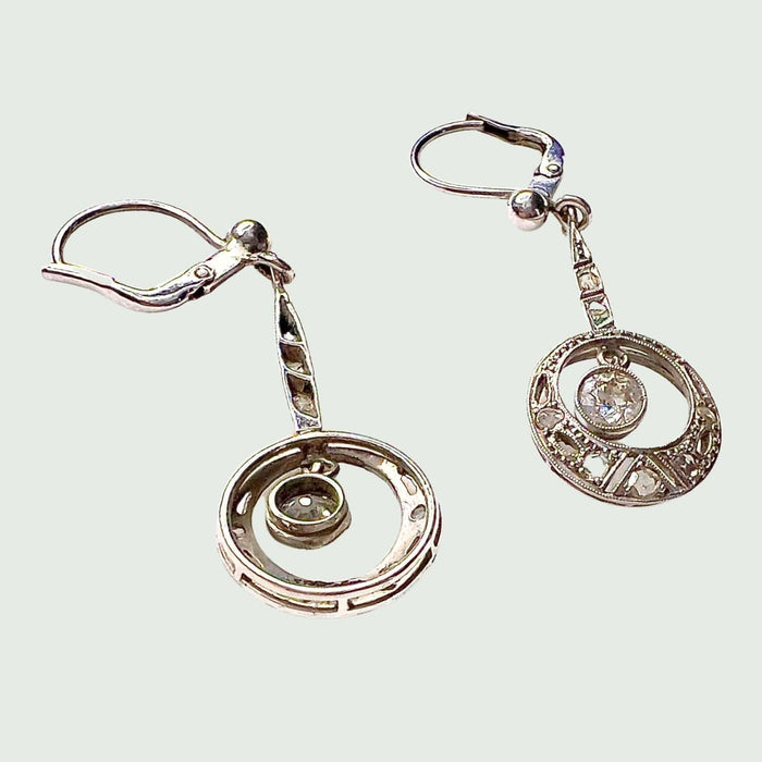 Boucles d'oreilles BOUCLES D'OREILLES ART NOUVEAU DIAMANTS 58 Facettes