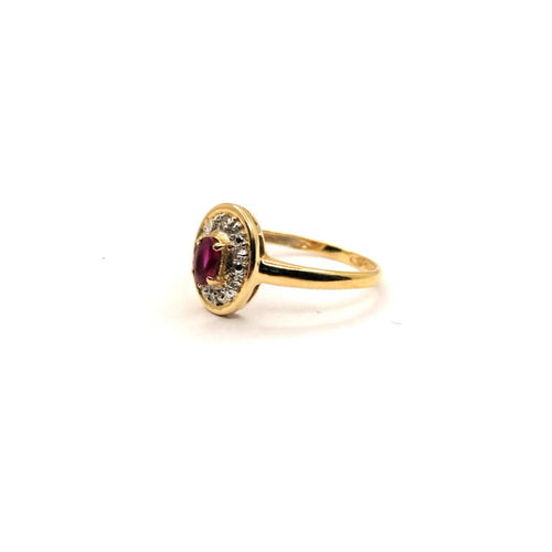 Bague 54 Bague or jaune diamants rubis 58 Facettes V43