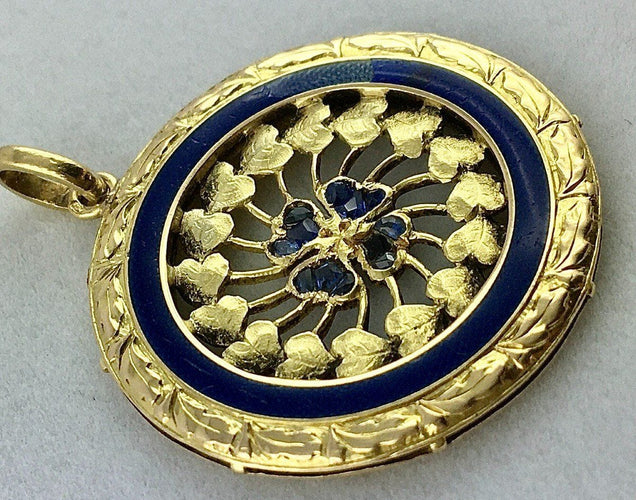 Pendentif Pendentif Belle époque Email et motifs coeurs 58 Facettes