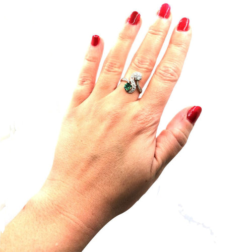 Bague Bague Toi & Moi émeraude diamant 58 Facettes 2845